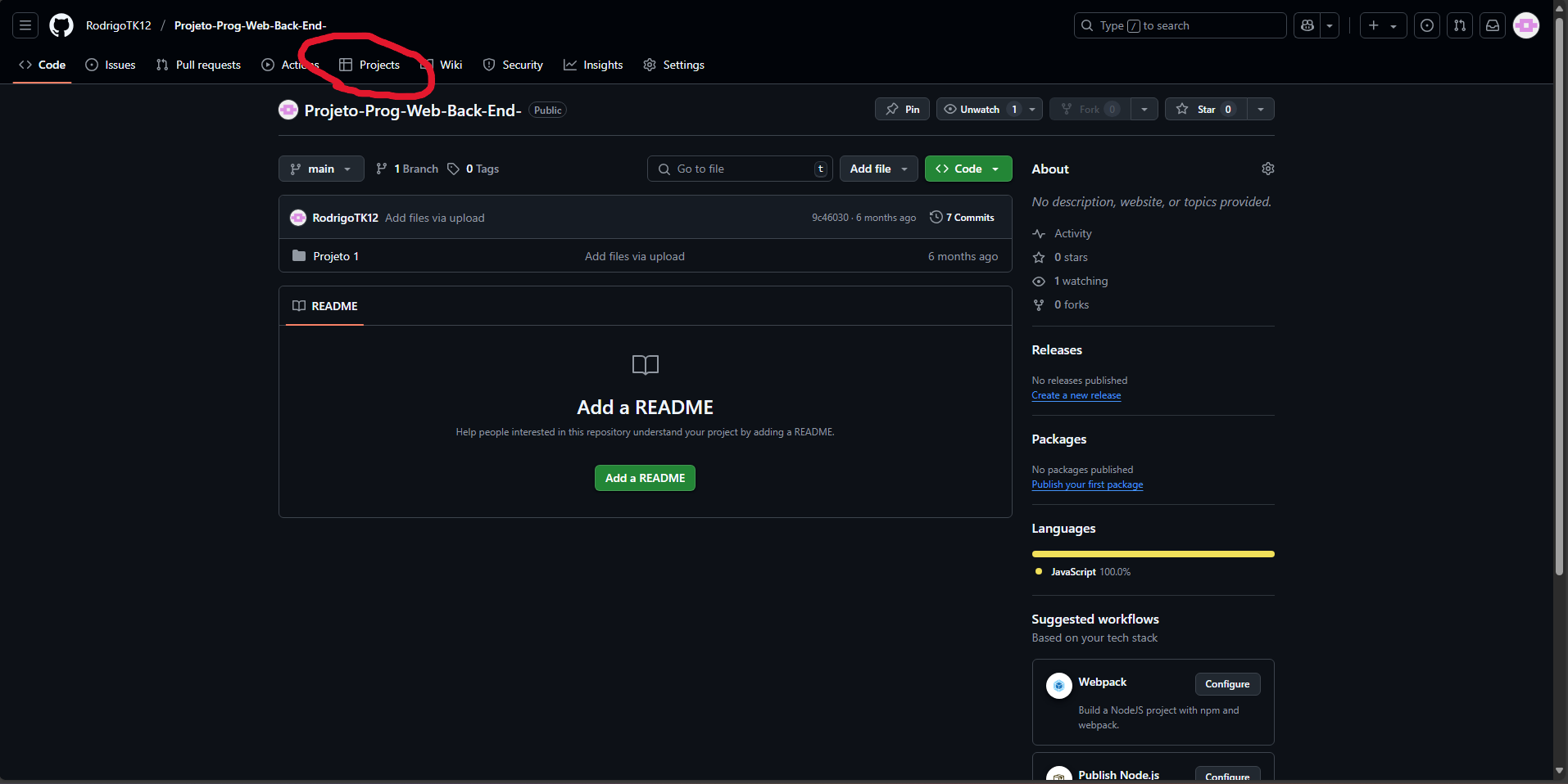 Criar projeto no GitHub